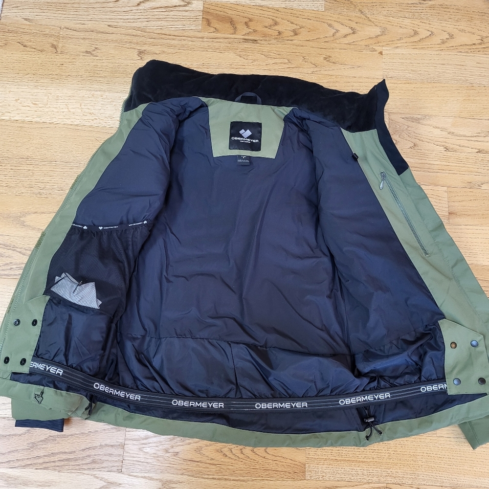 Obermeyer Tuscany II Ski Jacket Size 8 Green Puffer Insulated Faux Fur Hood - Picture 6 of 16